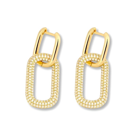 Chic Gold and Silver Link Earrings. NWOT - Picture 1 of 3